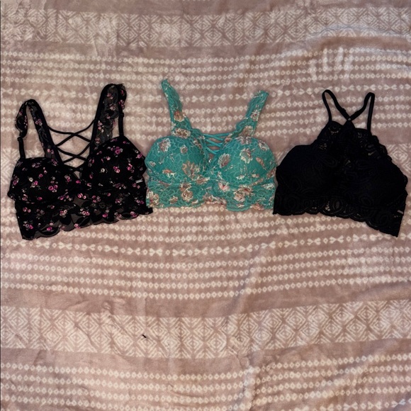 Victoria's Secret Other - Victoria's Secret Floral and Lace Bra Set - Black, Teal, Black